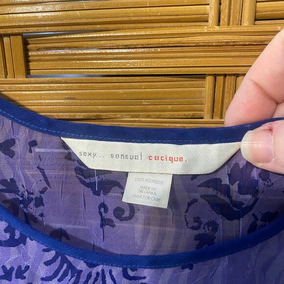 Cacique Sheer Purple Floral Pajama Set 18/20 Mesh Tank & Shorts Sleepwear - Picture 3 of 8